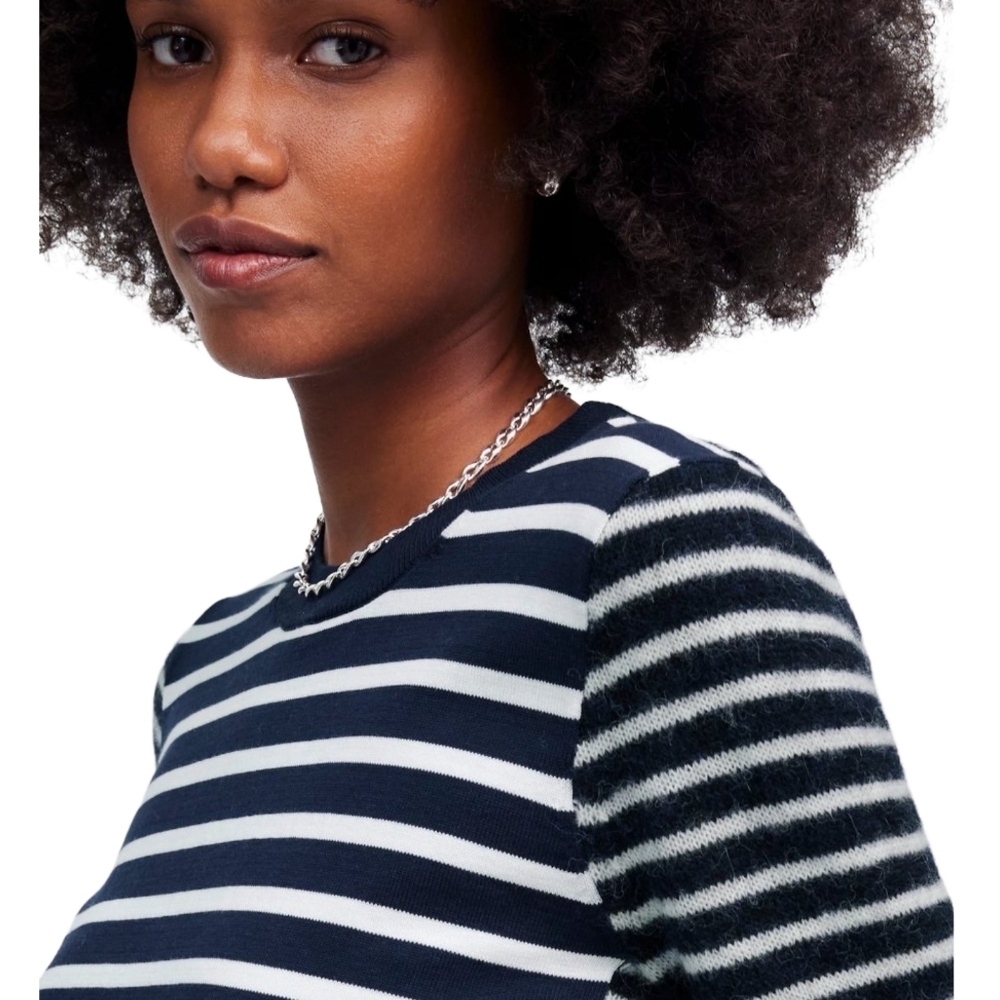 Madewell Mixed-Yarn Striped Sweater Women's Size Small  Navy Blue NWT - Picture 6 of 10